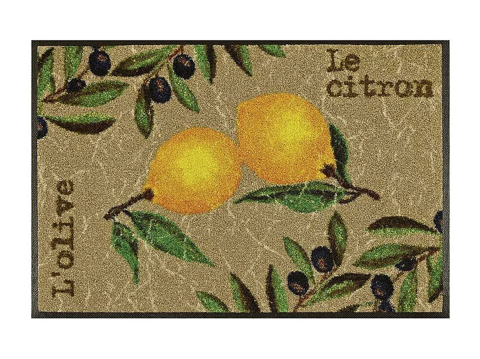 Paillasson 50x75 tissé motif floral LEMON marron