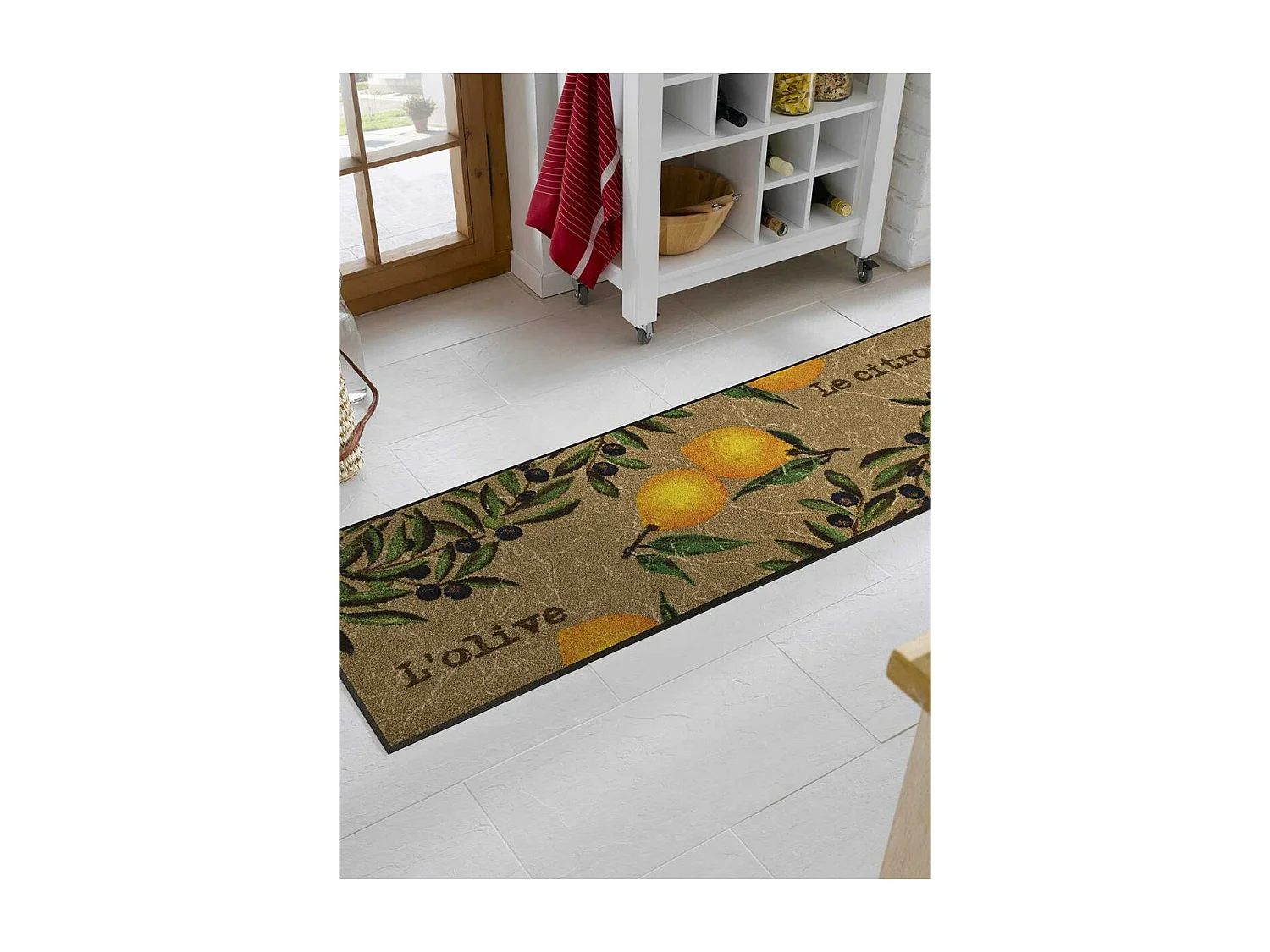 Paillasson 50x75 tissé motif floral LEMON marron