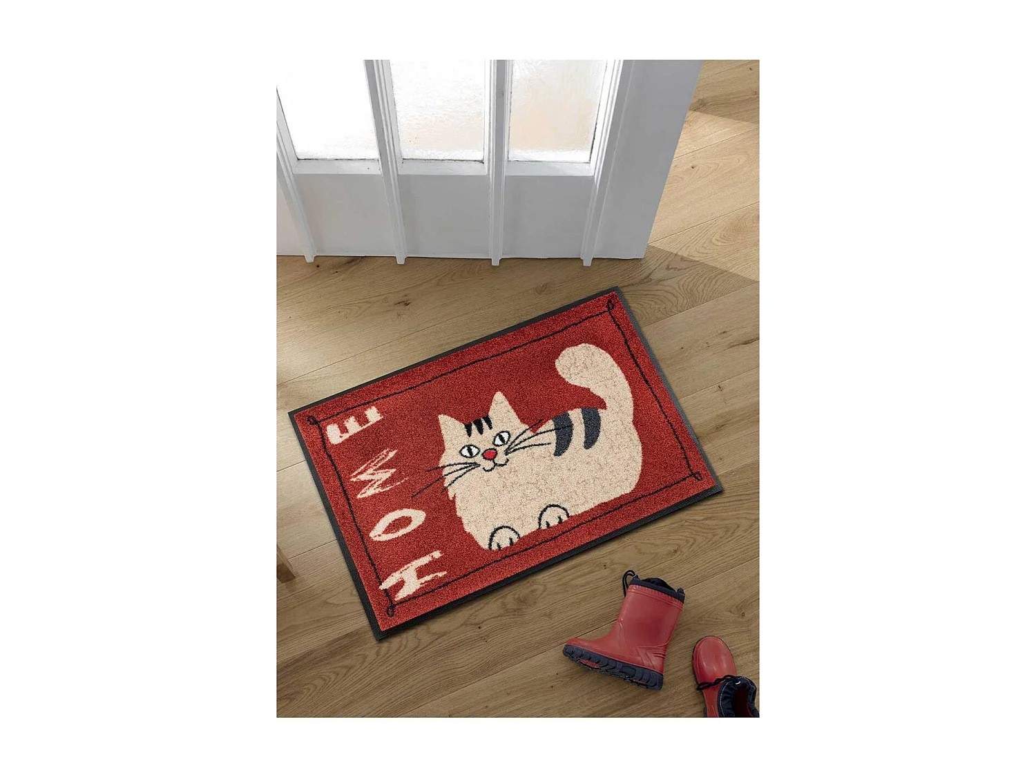 Paillasson 50x75 tissé motif animaux CATOME rouge