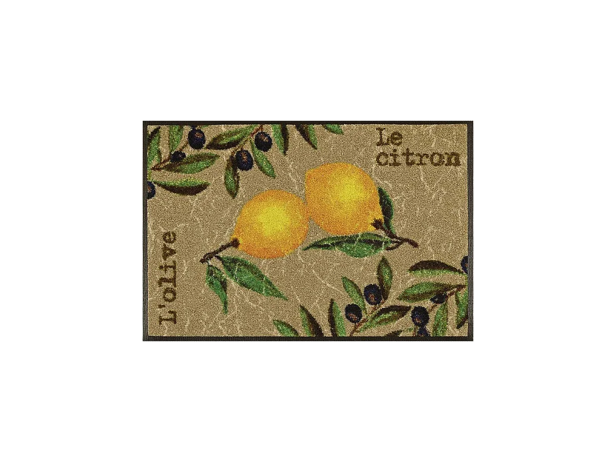 Paillasson 50x75 tissé motif floral LE CITRON marron