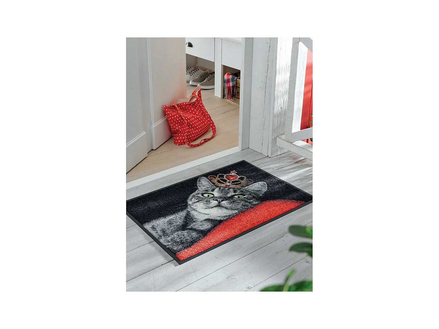 Paillasson 50x75 tissé motif animaux ROYAL CAT rouge