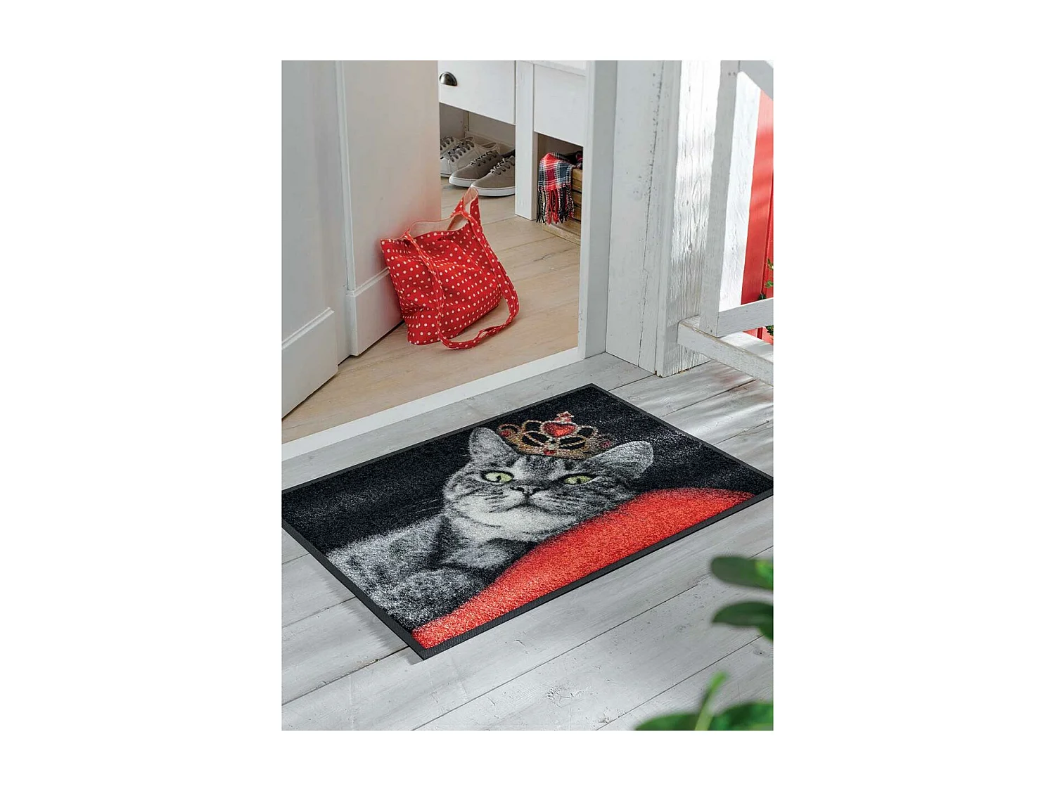 Paillasson 50x75 tissé motif animaux ROYAL CAT rouge