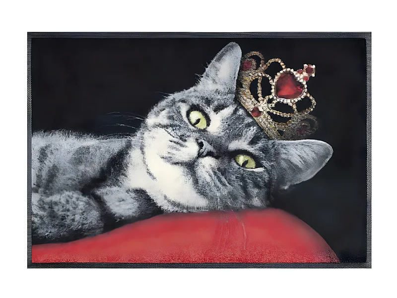 Paillasson 50x75 tissé motif animaux ROYAL CAT rouge