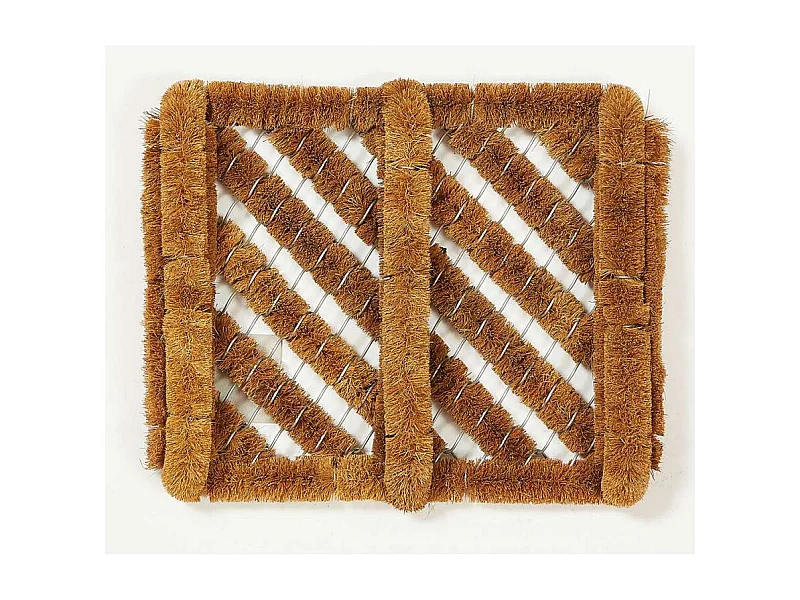 Paillasson 30x36 tissé en coco motif traditionnel DRACO beige