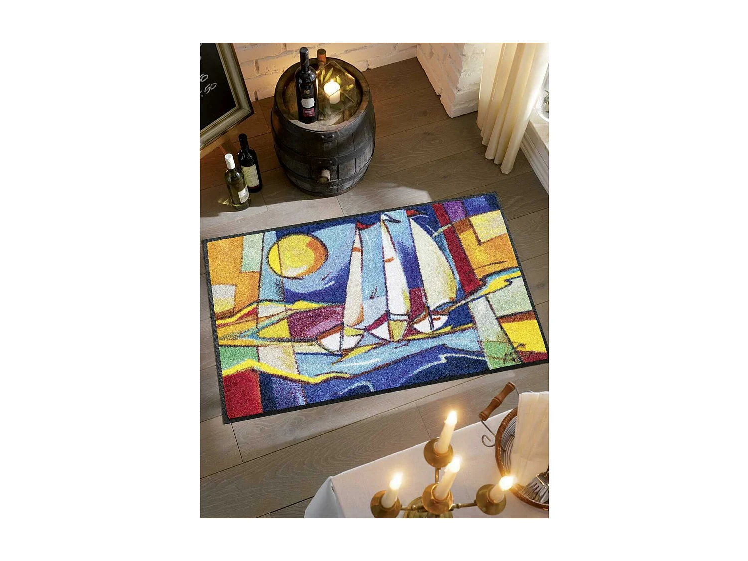 Paillasson 50x75 tissé motif fresque SAILOME multicolore