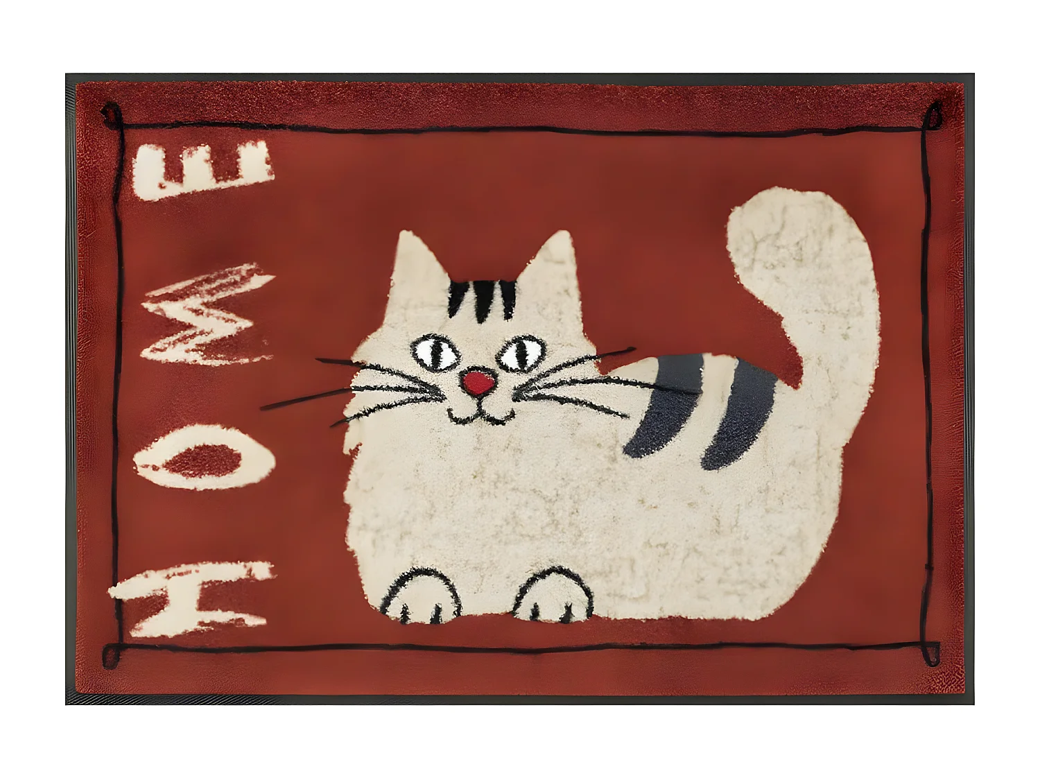 Paillasson 50x75 tissé motif animaux CATTY rouge