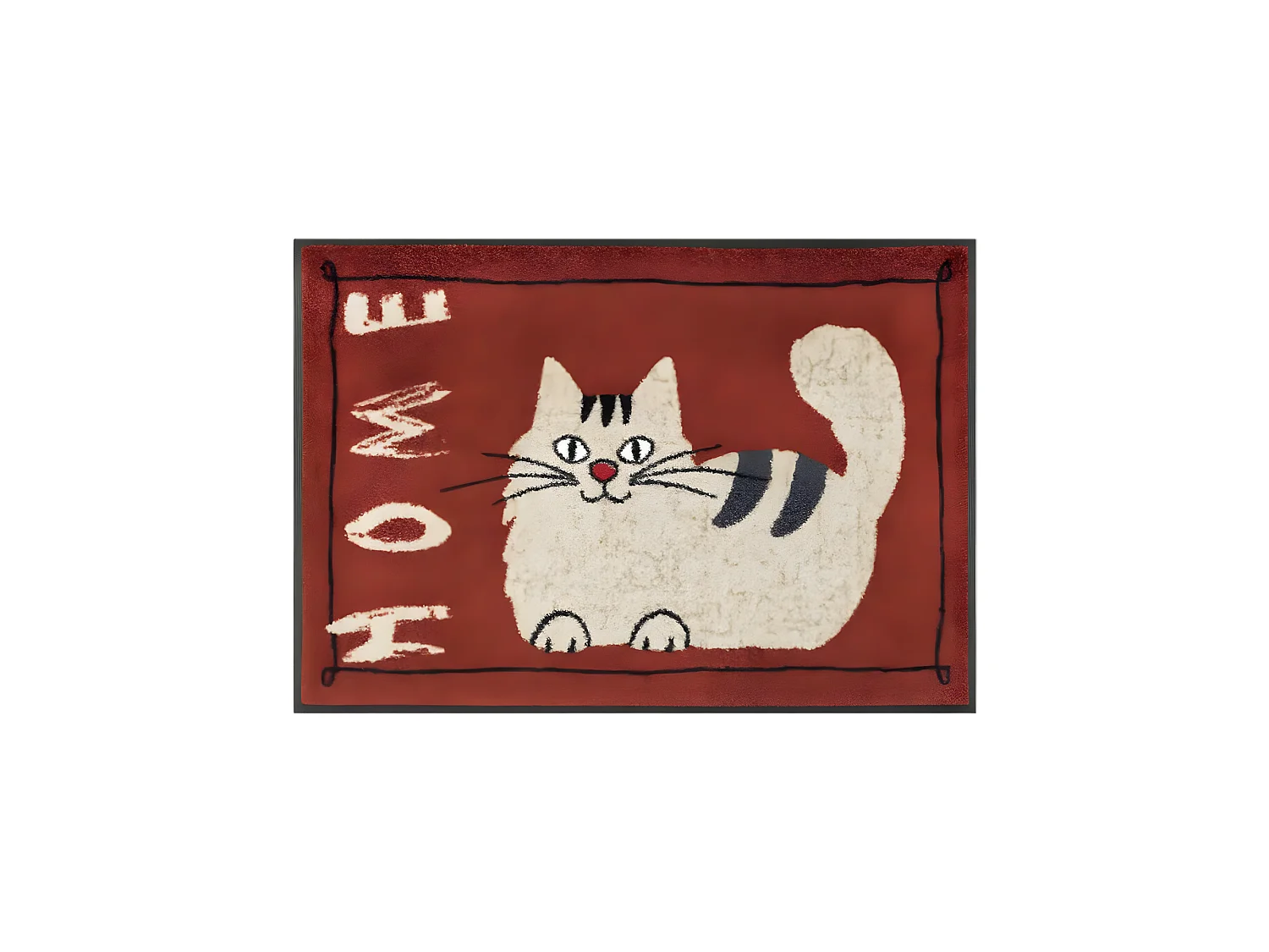 Paillasson 50x75 tissé motif animaux CATTY rouge