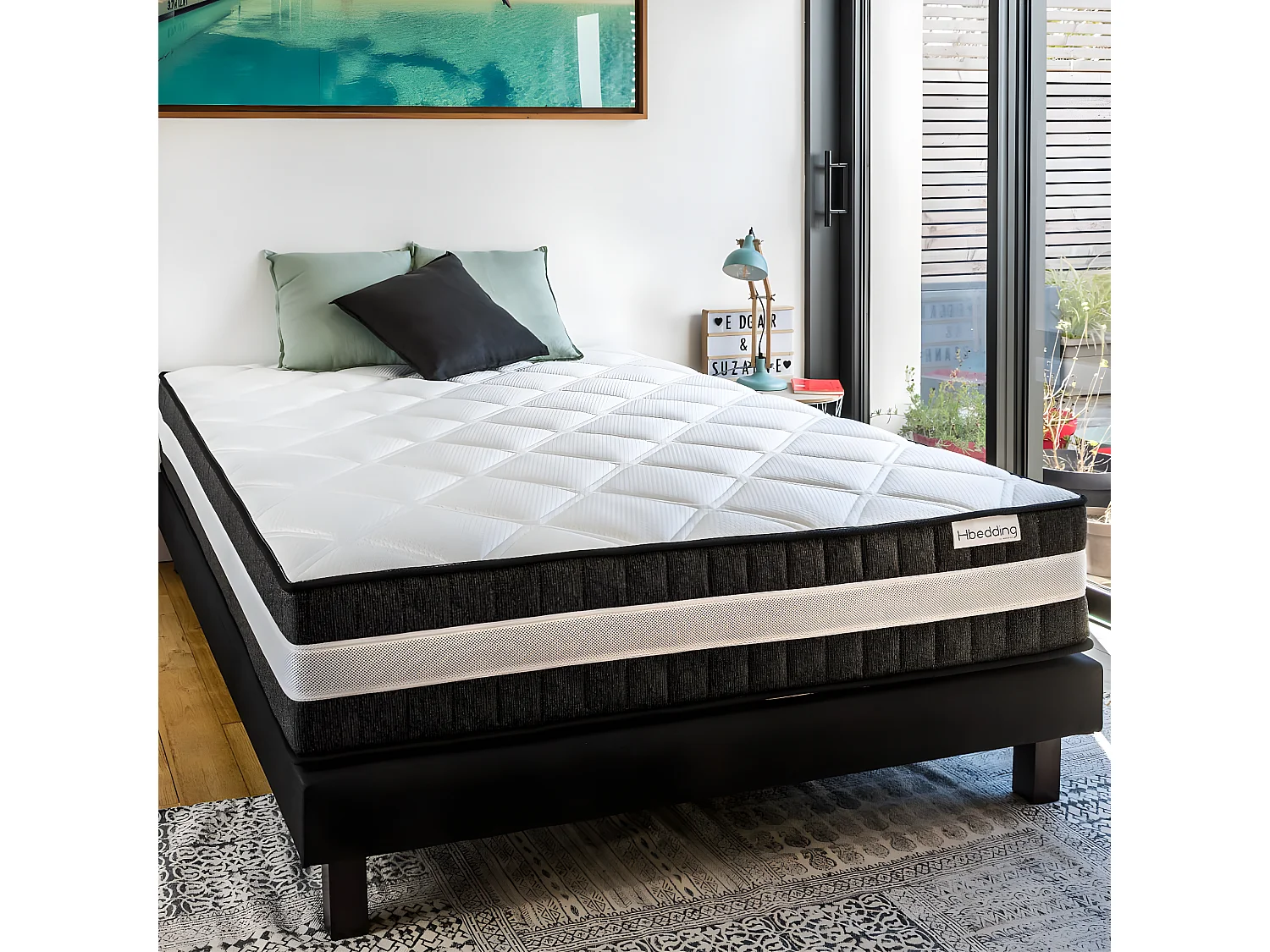 EN ARRET - Ensemble matelas ressorts ensachés + sommier 160x200 - Mousse haute densité et ressorts ensachés - Spring Luxe