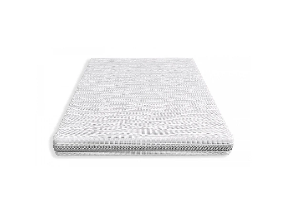 Ensemble Lit coffre Kate en tissu bleu canard 140x190cm + Matelas mousse Clean Confort 16 cm