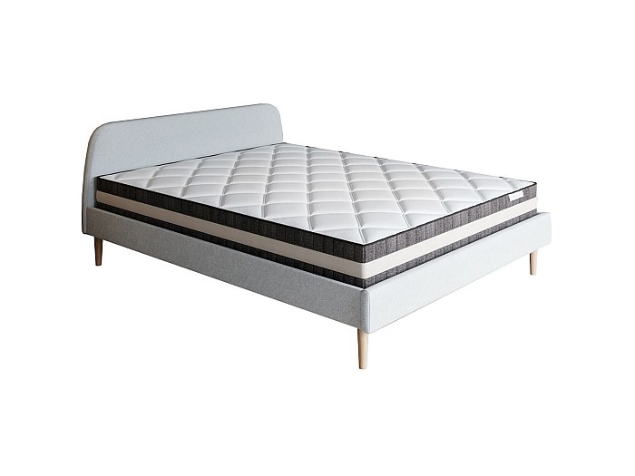 Lit avec matelas gris clair 160x200 cm velours | Leroy Merlin
