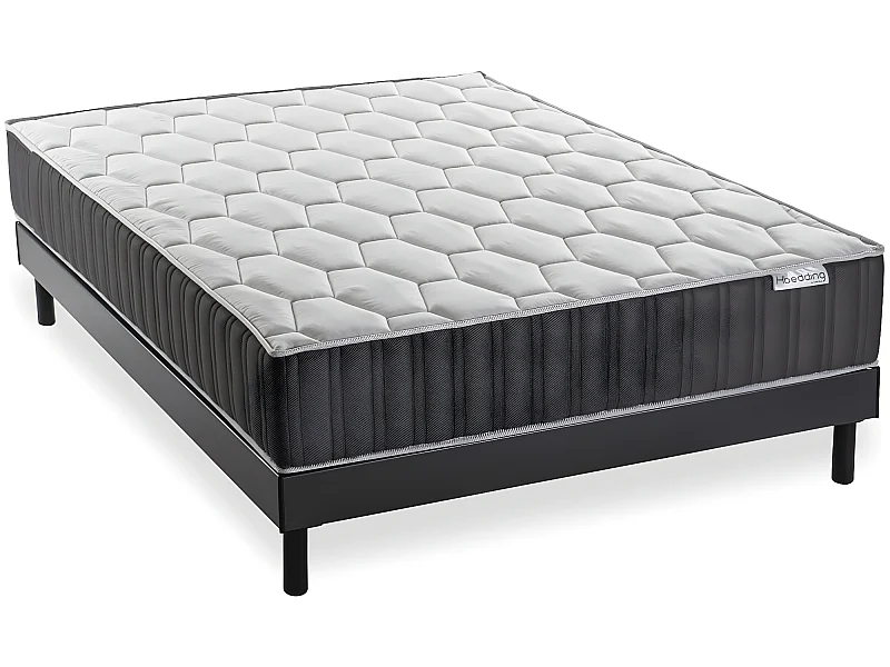 Ensemble matelas mémoire + sommier 90x190 Memo Prestige Hbedding - Mousse ergo, mousse HR 35kg et mousse effet mémoire de forme
