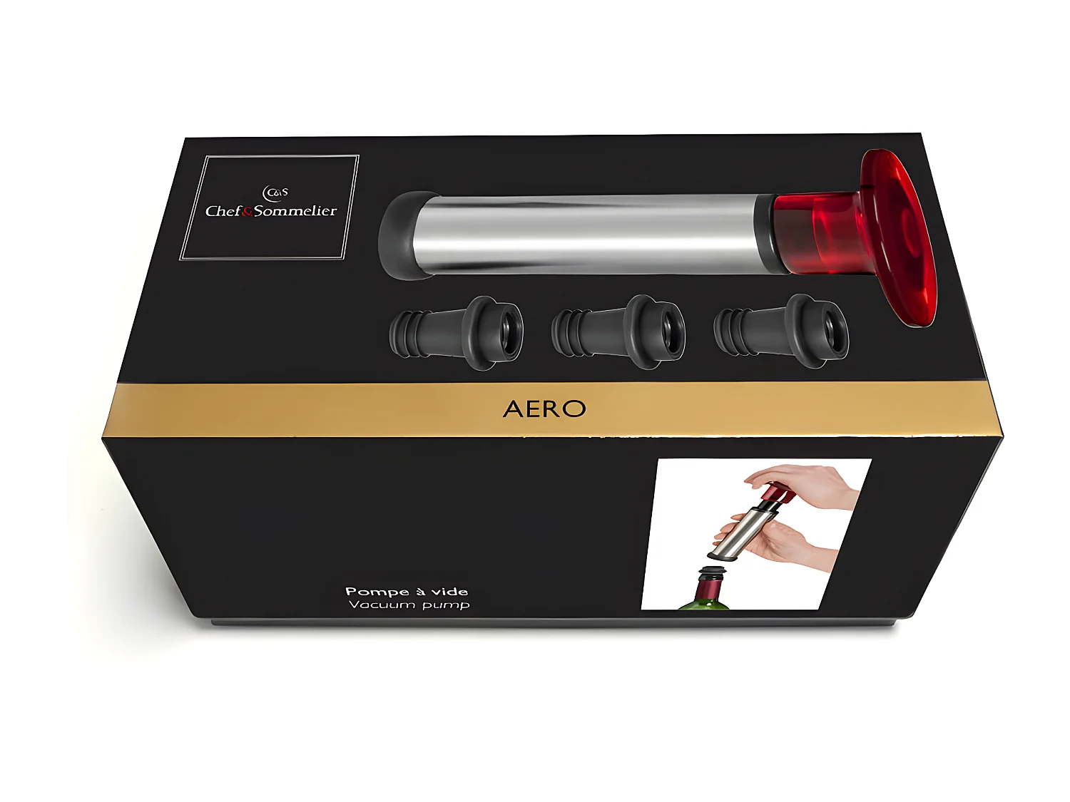 Aero - Pompe à vide avec 3 bouchons