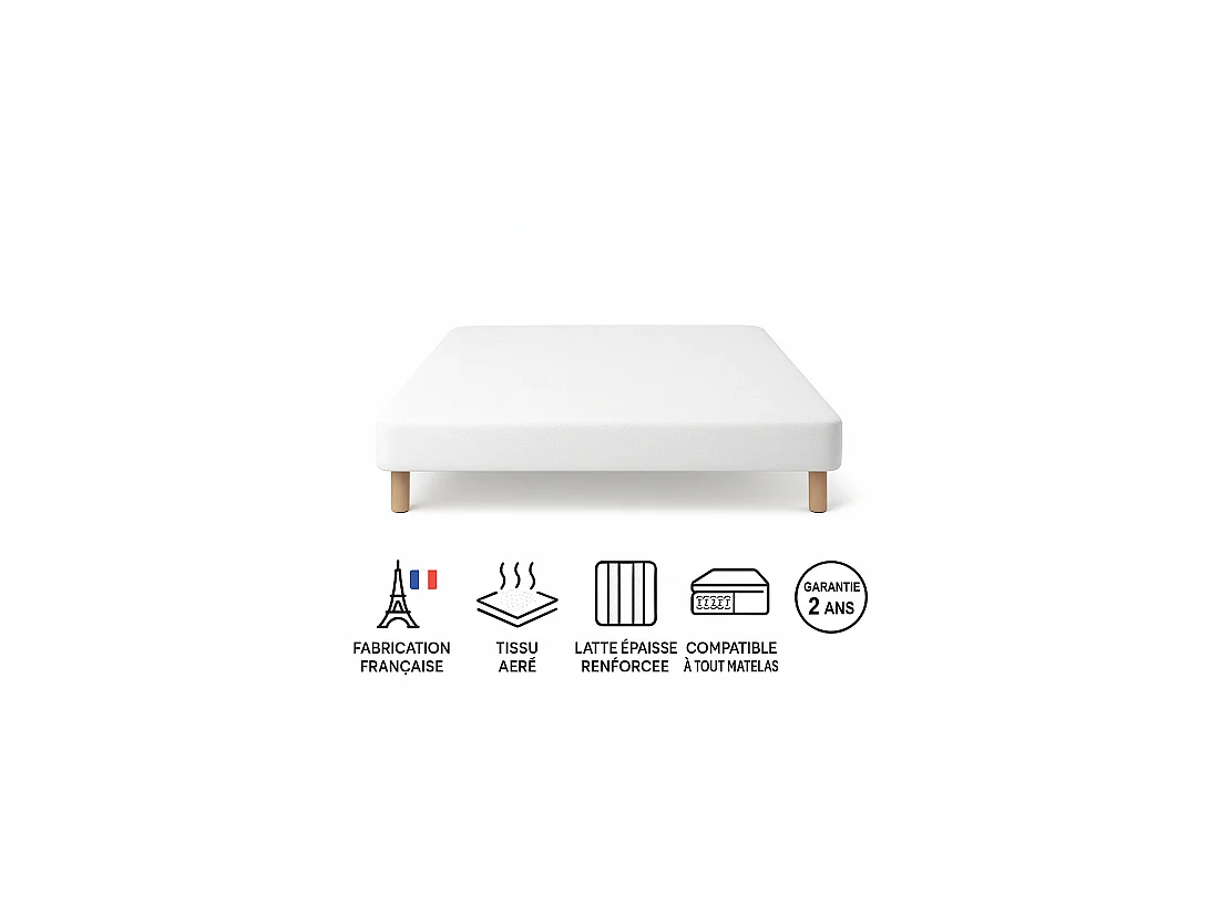 Sommier tapissier 160x200cm Fabrication Française + pieds offerts