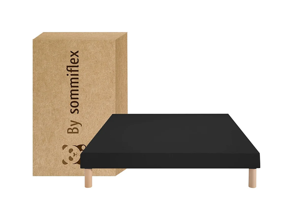 SOMMIER TAPISSIER NOIR 160x200 cm | FABRICATION FRANÇAISE ARTISANALE | PIEDS OFFERTS | HAUTEUR avec PIEDS 27 cm