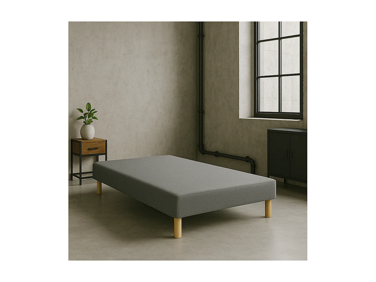 Sommier tapissier gris 160x200cm Fabrication Française + pieds offerts