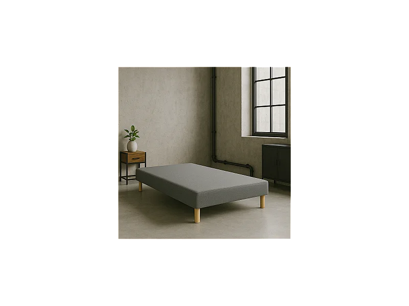 Sommier tapissier gris 160x200cm Fabrication Française + pieds offerts
