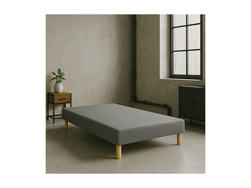 Sommier tapissier gris 160x200cm Fabrication Française + pieds offerts