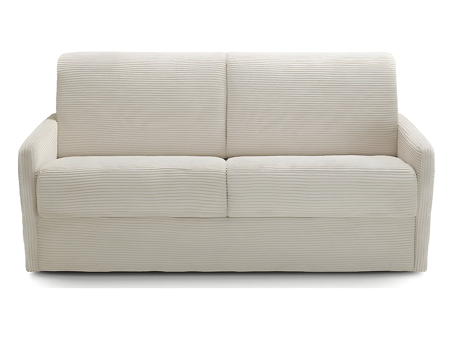 Canapé convertible 3 places en velours côtelé beige - Ouverture express - Couchage quotidien - Matelas HD 140 x 190 - Sienne