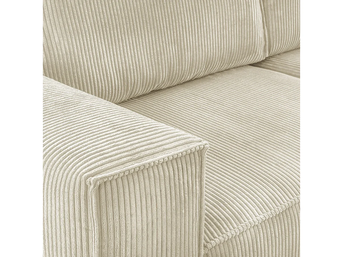 Canapé d'angle convertible 5 places avec coffre en velours beige