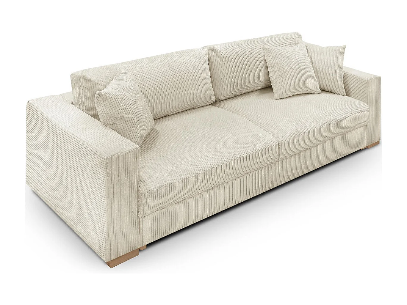 Canapé convertible 3 places en velours côtelé beige - Robin