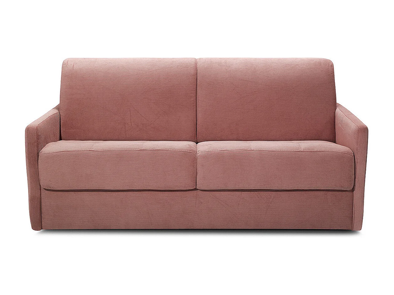 Canapé convertible 3 places en velours fines côtes vieux rose - Ouverture express - Couchage quotidien - Matelas HD 140 - Sienne
