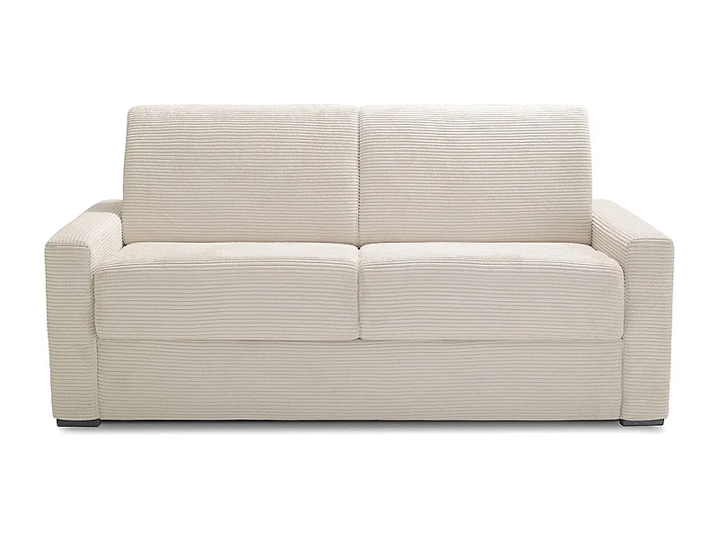 Canapé convertible 3 places en velours côtelé beige - Ouverture express - Anzio