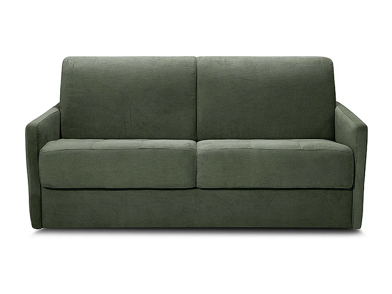 Canapé convertible 3 places en velours fines côtes vert - Ouverture express - Couchage quotidien - Matelas HD 140 x 190 - Sienne