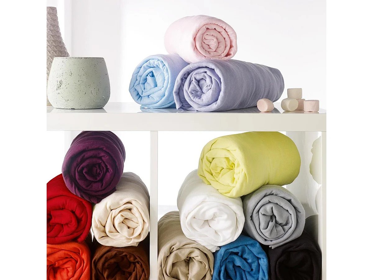 Drap Housse "Jersy" 160x200cm Rose Dragée