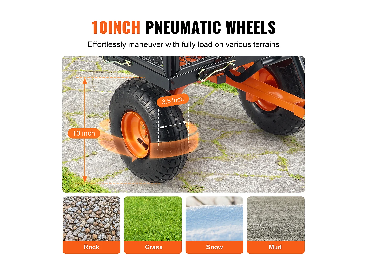 Kantelbare Emmerwagen SucceBuy Rolkar Tuinkiepwagen - Zware Metalen Tuinkar, Capaciteit 181.43 kg