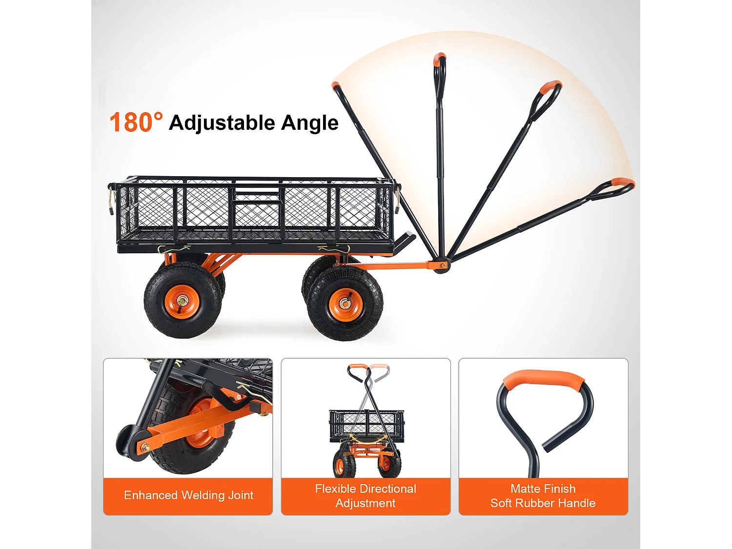 Kantelbare Emmerwagen SucceBuy Rolkar Tuinkiepwagen - Zware Metalen Tuinkar, Capaciteit 181.43 kg