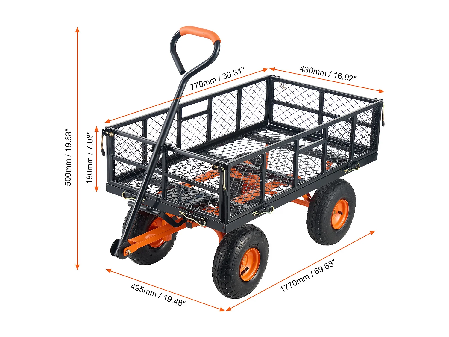 Kantelbare Emmerwagen SucceBuy Rolkar Tuinkiepwagen - Zware Metalen Tuinkar, Capaciteit 181.43 kg