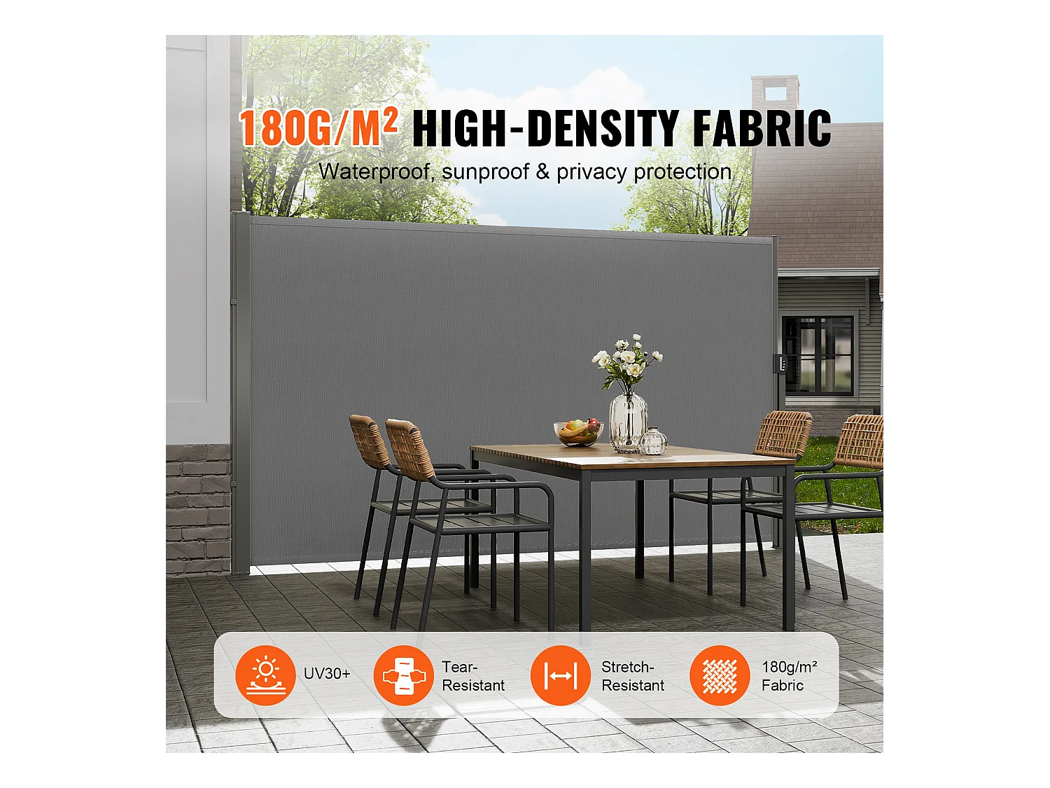 Boczne Marki Retrakcyjne SucceBuy, 180 x 300 cm, Ogródzenie Oddzielające dla Patio