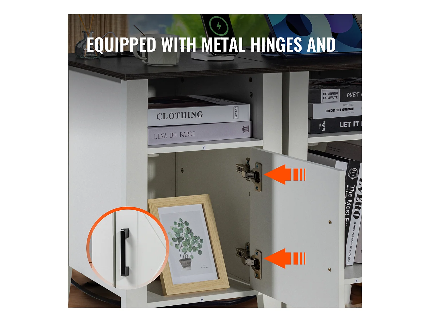 Table d'Appoint SucceBuy, Lot de 2, 3 Niveaux, Blanc, avec Prises USB et Éclairage LED