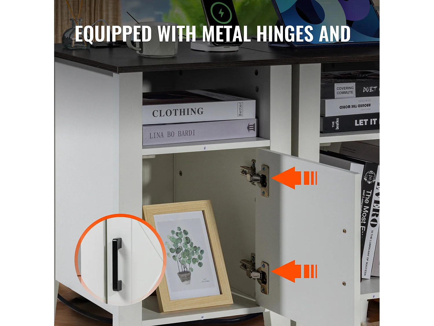 Table d'Appoint SucceBuy, Lot de 2, 3 Niveaux, Blanc, avec Prises USB et Éclairage LED