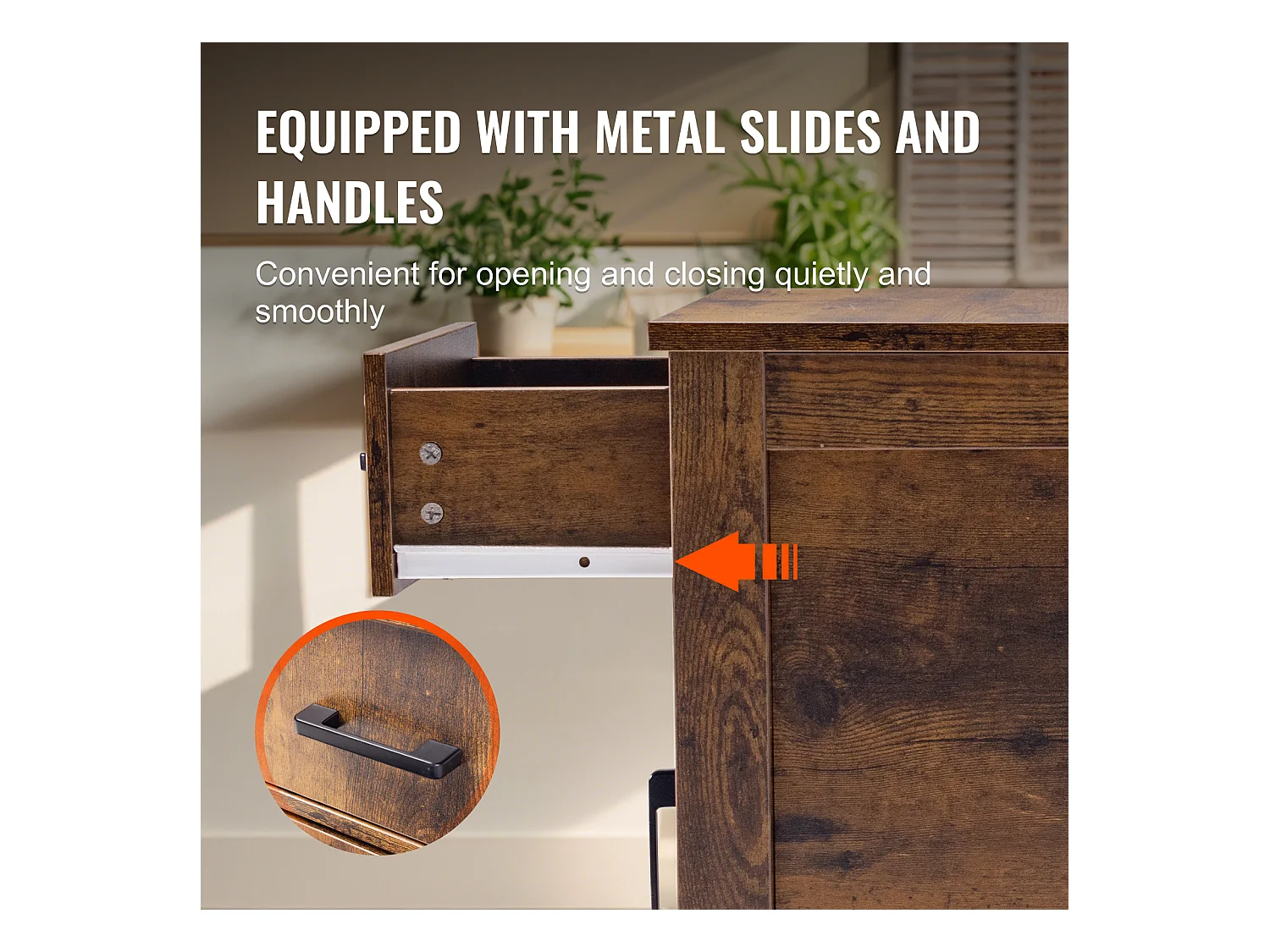 Table d'Appoint SucceBuy, Table d'Appoint Farmhouse avec USB, Rangement à 3 Niveaux, Burlywood