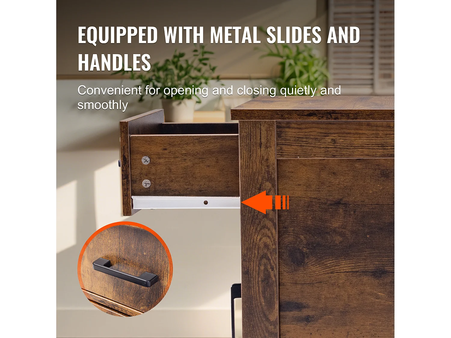 Table d'Appoint SucceBuy, Table d'Appoint Farmhouse avec USB, Rangement à 3 Niveaux, Burlywood