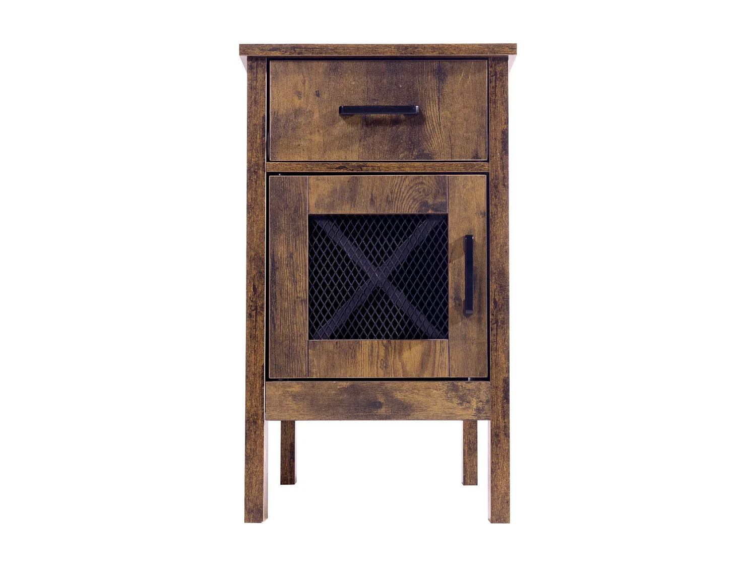 Table d'Appoint SucceBuy, Table d'Appoint Farmhouse avec USB, Rangement à 3 Niveaux, Burlywood