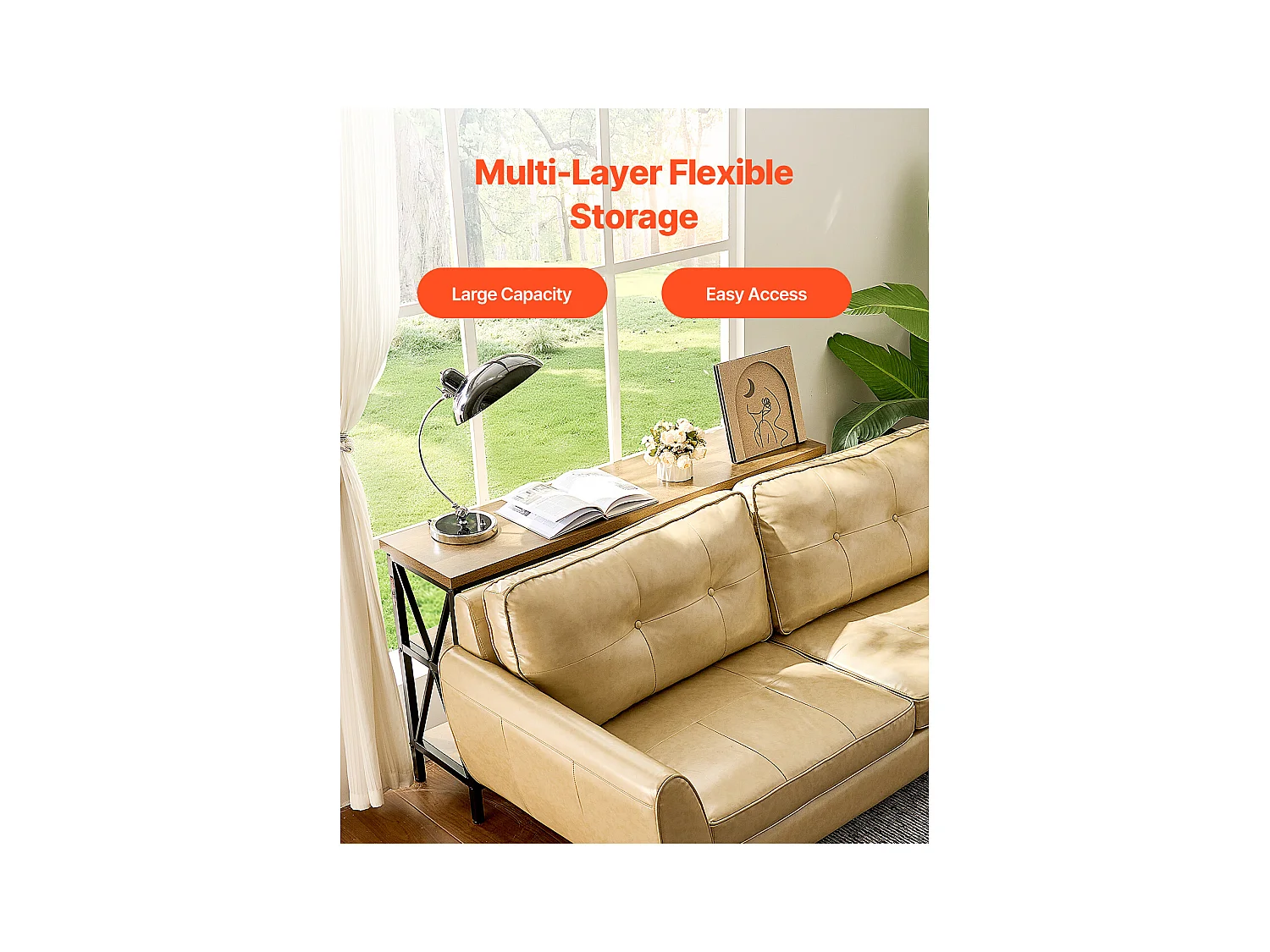 Table Console SucceBuy 140 cm, 1 Niveau, Marron-Noir, pour l'Entrée et le Salon