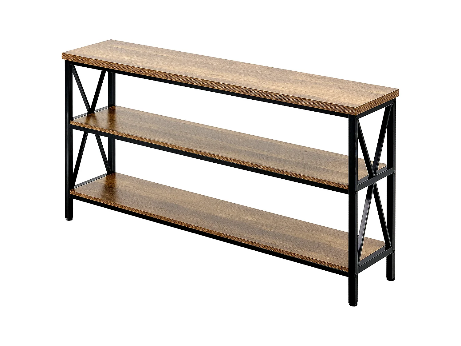 Table Console SucceBuy 140 cm, 1 Niveau, Marron-Noir, pour l'Entrée et le Salon