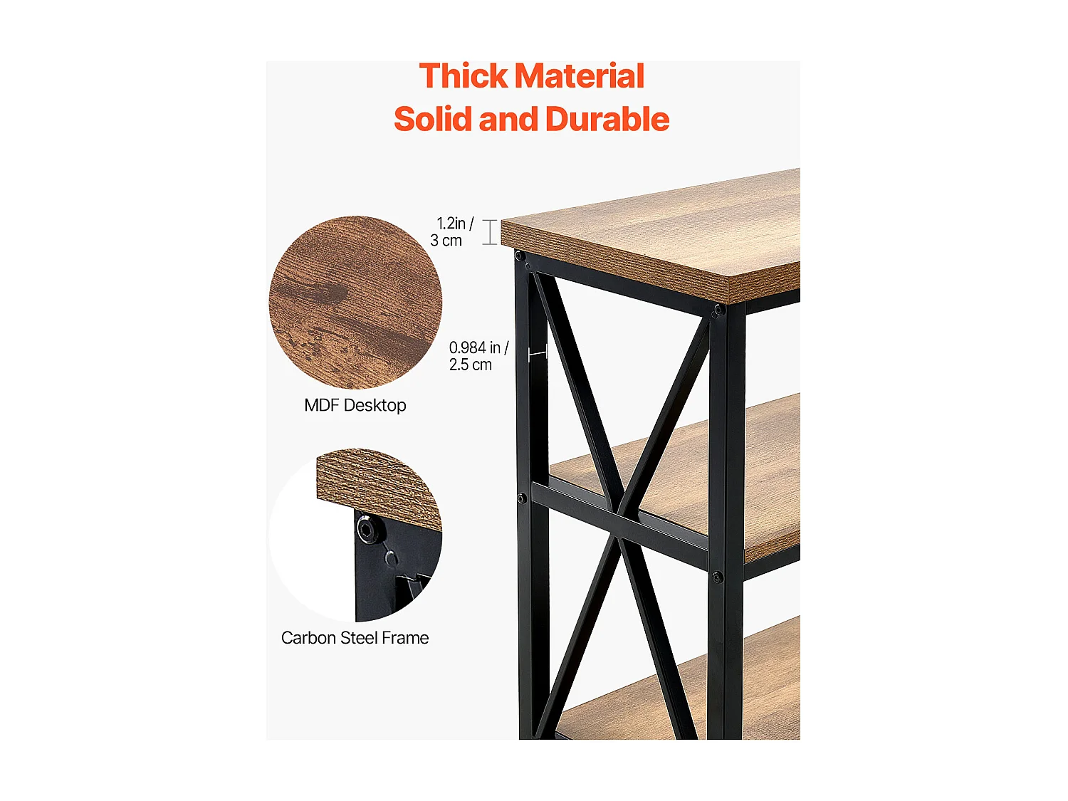 Table Console SucceBuy 140 cm, 1 Niveau, Marron-Noir, pour l'Entrée et le Salon