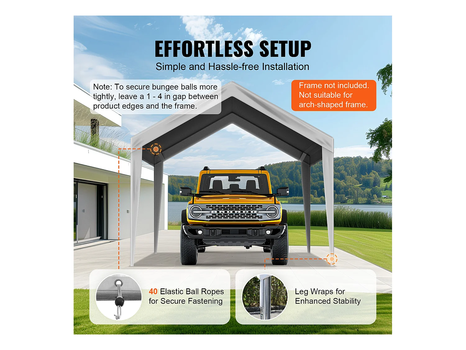 Toile de Rechange Carport Auvent SucceBuy Abri de Remplacement pour Abri d'Auto 304.8cm x 609.6cm Gris