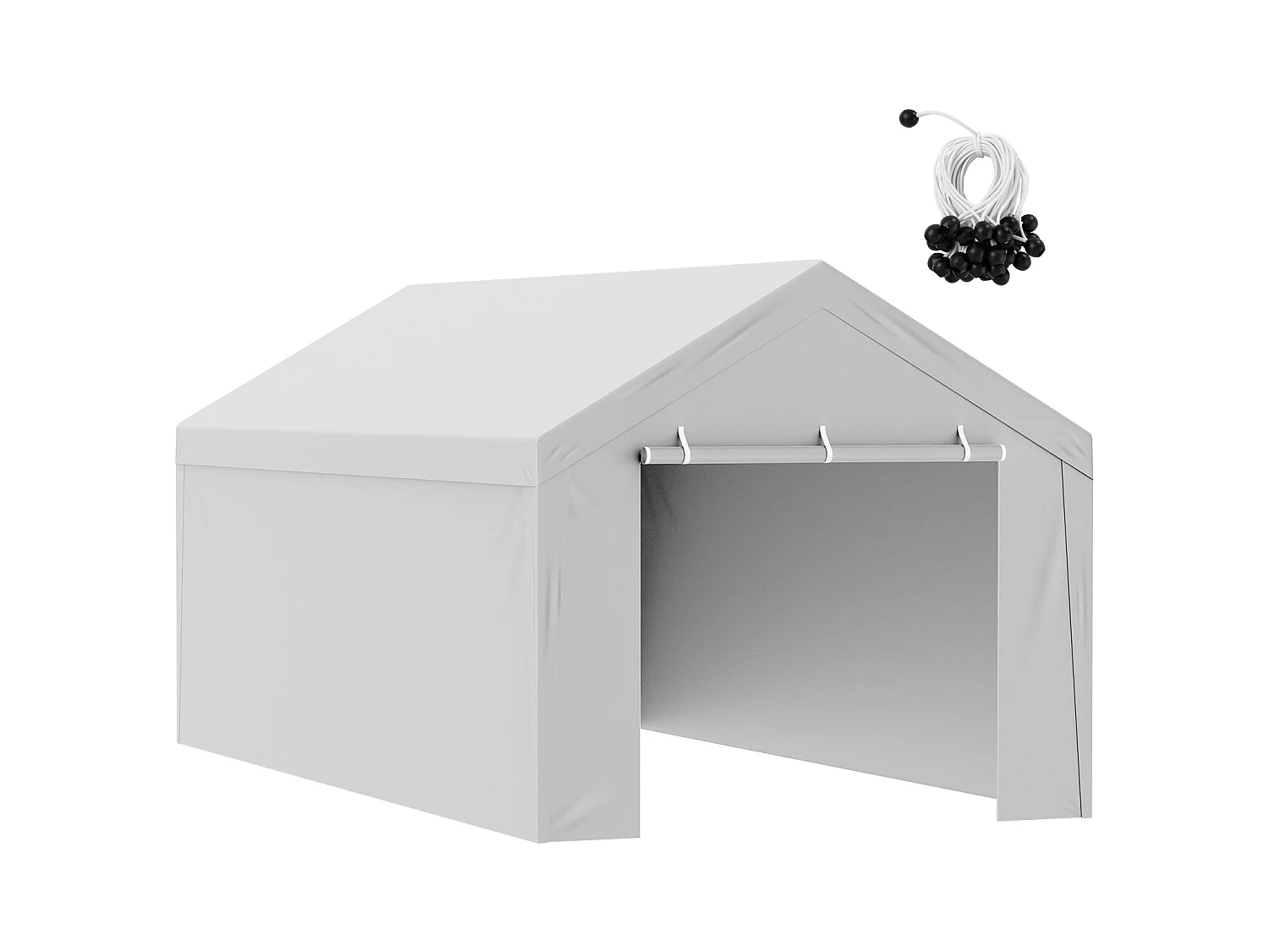 Toile de Rechange Carport Auvent SucceBuy Abri de Remplacement pour Abri d'Auto 304.8cm x 609.6cm avec Toit de Tente et Parois Latérales, Blanc
