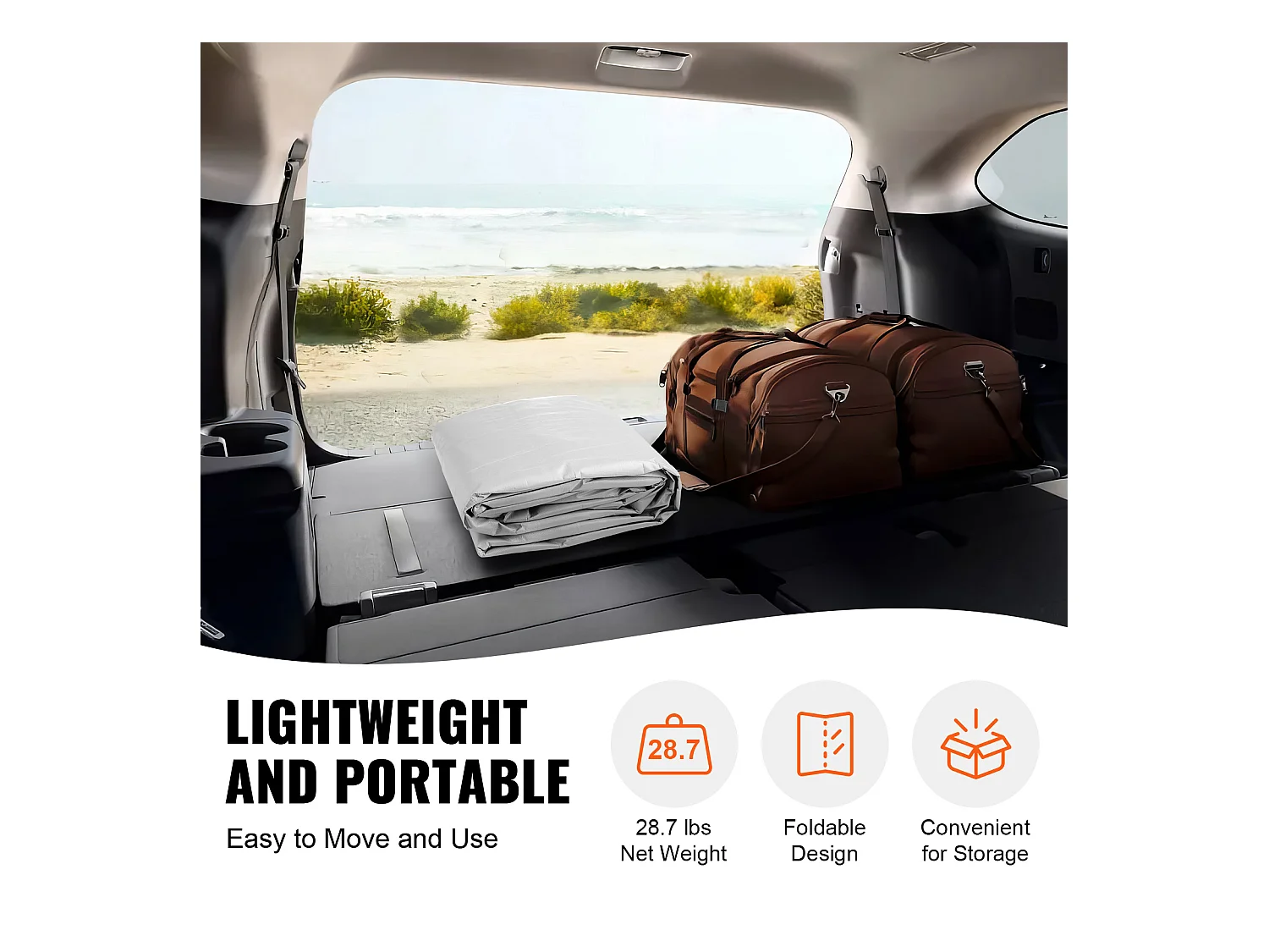 Toile de Rechange Carport Auvent SucceBuy Abri de Remplacement pour Abri d'Auto 304.8cm x 609.6cm avec Toit de Tente et Parois Latérales, Blanc