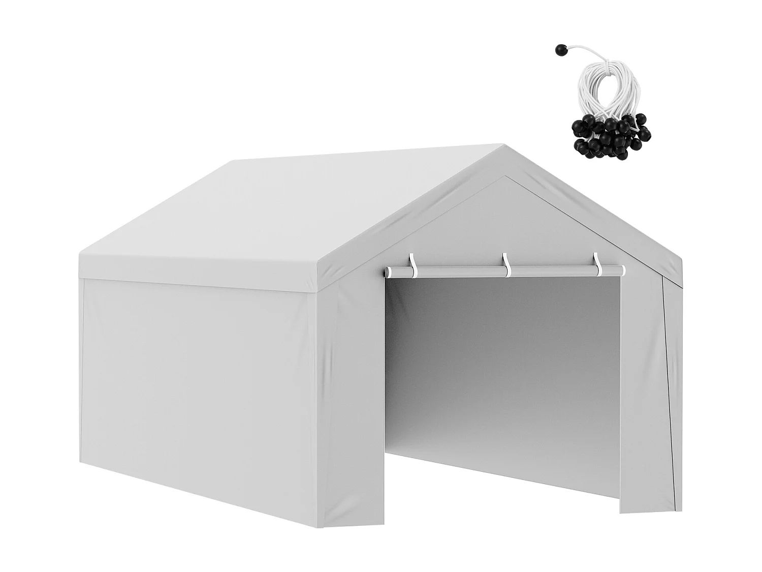 Lona de Substituição SucceBuy Capota de Substituição para Carport 304,8 cm x 609,6 cm com Teto Tipo Tenda e Paredes Laterais, Branco