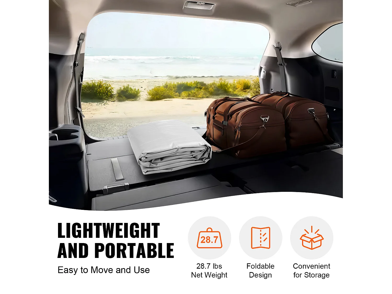 Lona de Substituição SucceBuy Capota de Substituição para Carport 304,8 cm x 609,6 cm com Teto Tipo Tenda e Paredes Laterais, Branco