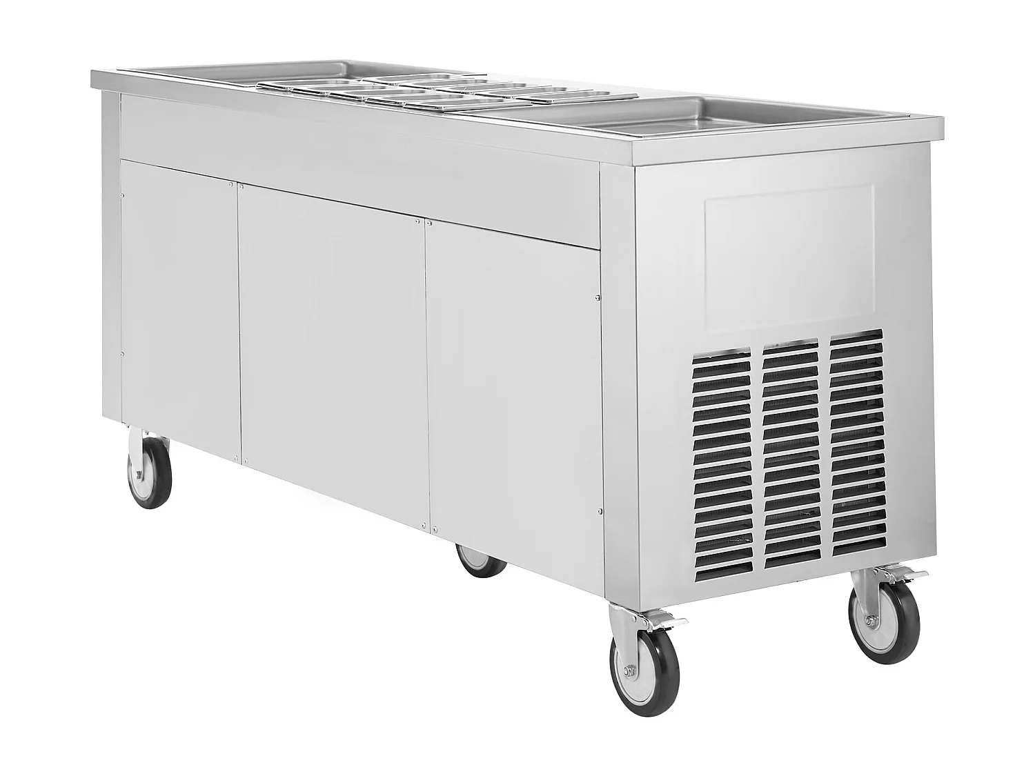 Sorbetière à Glace Frite SucceBuy, Machine à Glace Frite 45 x 45 cm avec 2 Moules, avce Grandes tables de travail