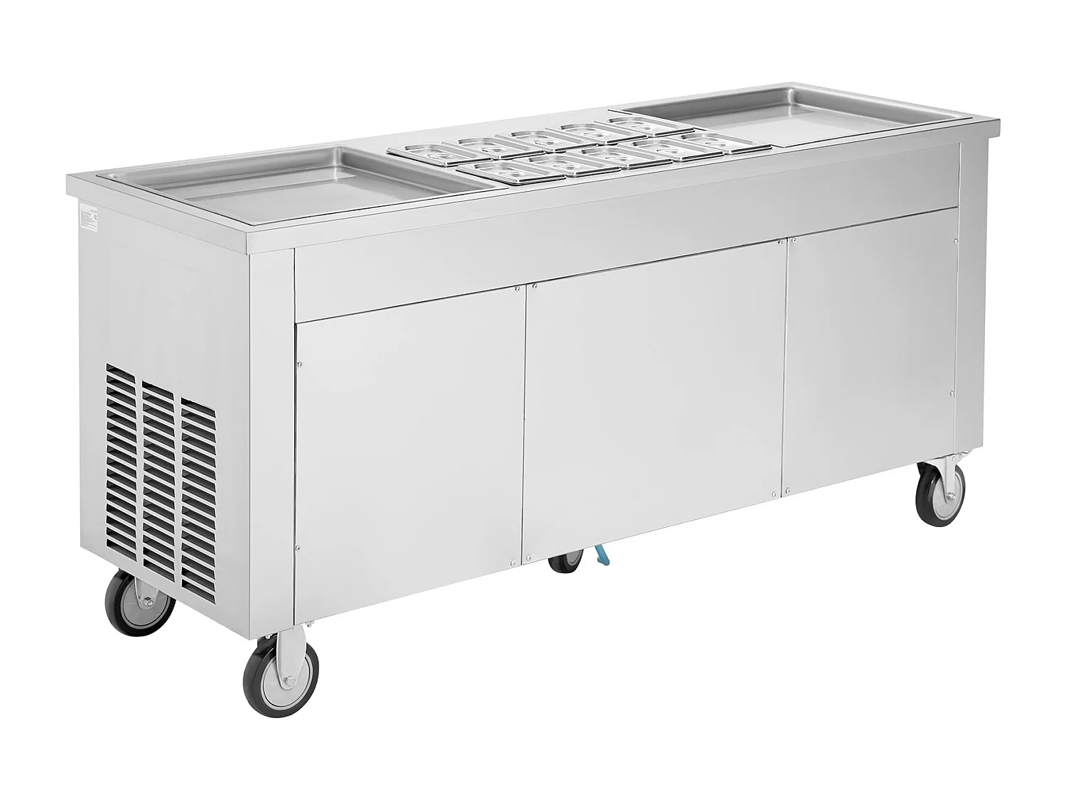Sorbetière à Glace Frite SucceBuy, Machine à Glace Frite 45 x 45 cm avec 2 Moules, avce Grandes tables de travail