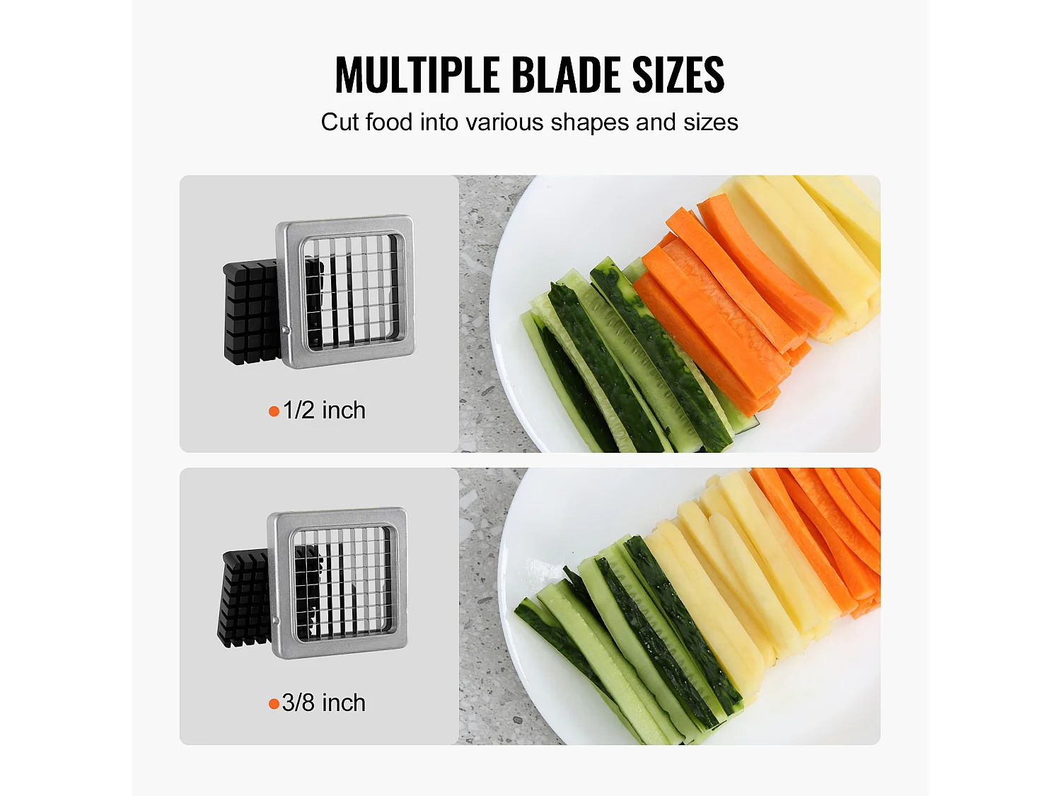 Coupe-Frites SucceBuy en Acier Inoxydable avec 2 Lames pour Pommes de Terre