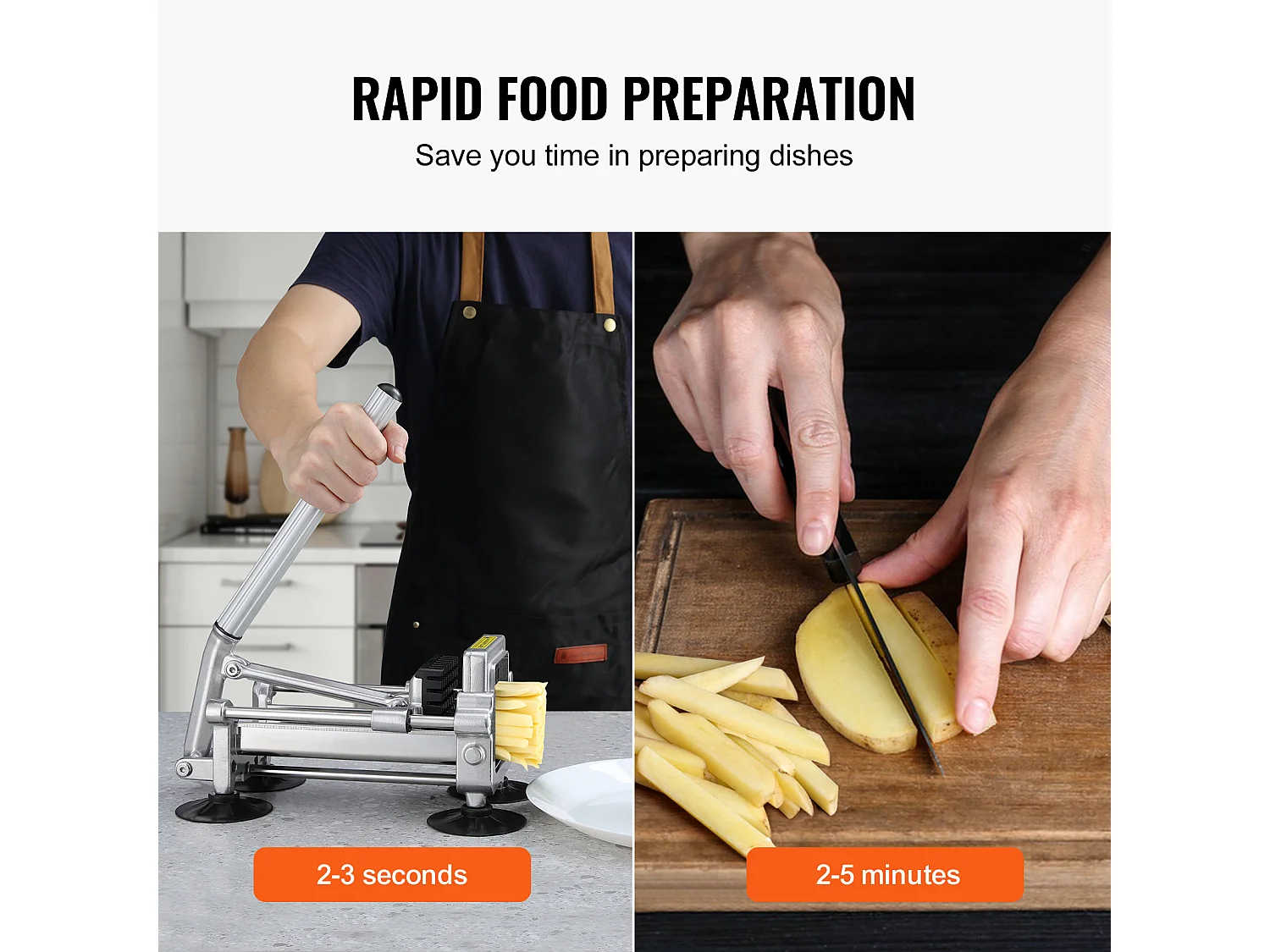 Coupe-Frites SucceBuy en Acier Inoxydable avec 2 Lames pour Pommes de Terre