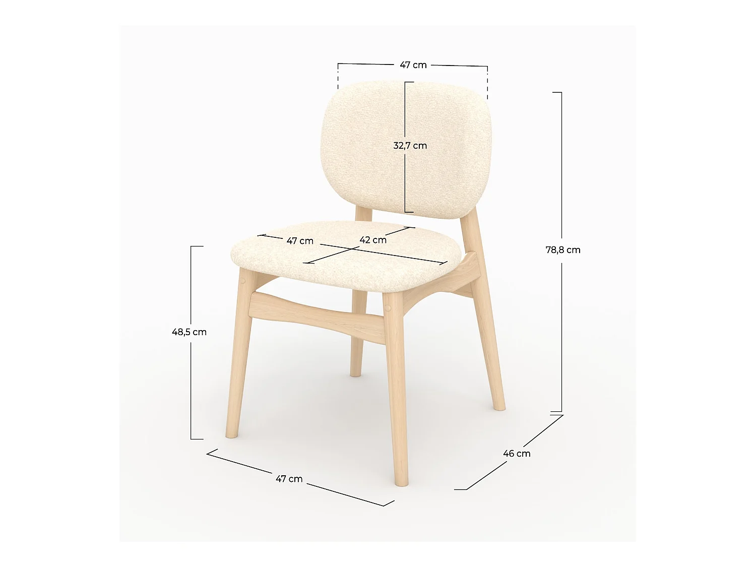 Set di 2 sedie in tessuto bouclé beige - Paulette